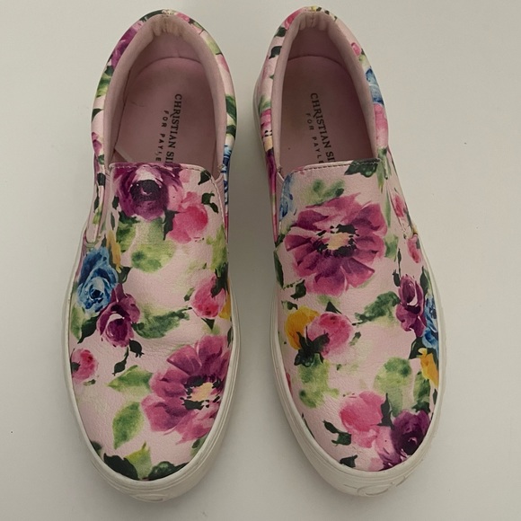 Christian Siriano Shoes - Christian Siriano Faux Leather Pink Floral Slip On sneakers size 6.5